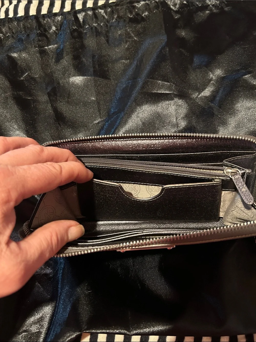 Michael Kors Metallic Brown Logo Zip Wallet with Gold Plate